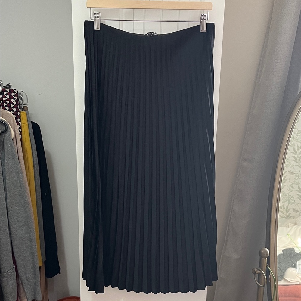 J. Crew Classic Black A-Line Pleated Skirt